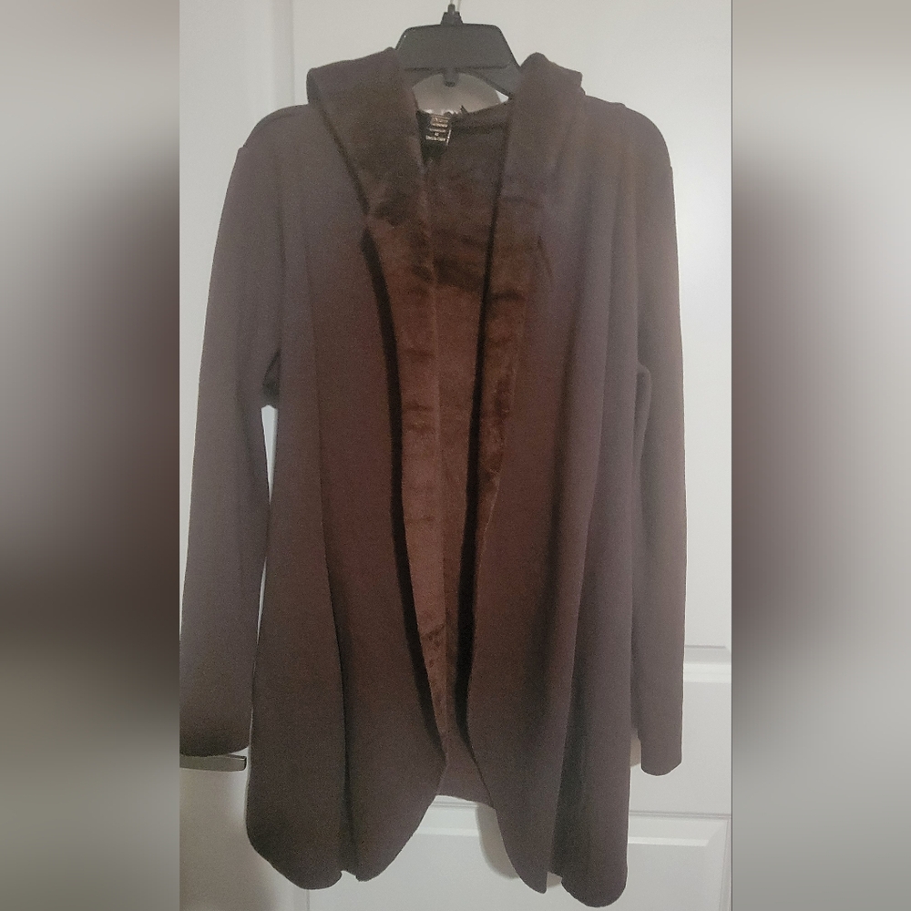 Chic Brown Hooded Women's Cape Size M - Picture 7 of 7